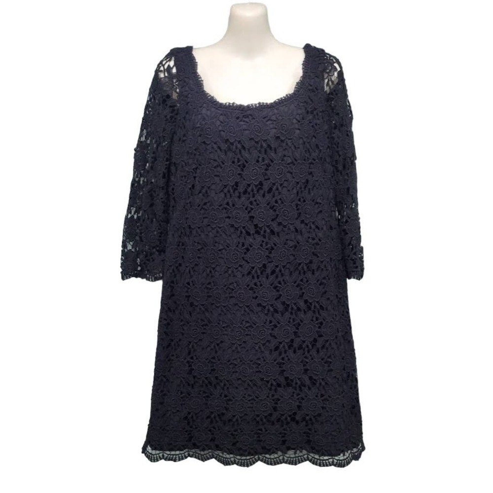 White House Black Market Fully Lined 3/4 Sleeve Lace‎ Dress, Black Size 8
